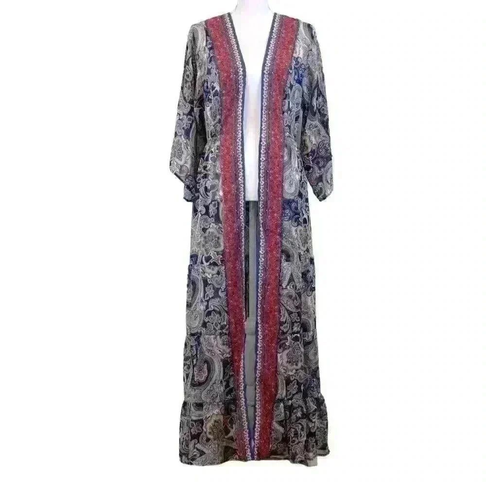 DAVI & DANI Floral‎ Paisley Sheer Kimono Duster – Size Small